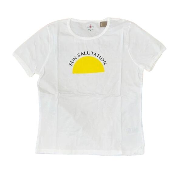 NWT J. Crew White W/Yellow "Sun Salutation" Graphic T-Shirt - SIZE MEDIUM - Picture 1 of 6
